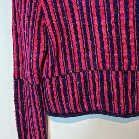 Urban Outfitters Kristy Mock neck striped metallic sweater size large - Picture 9 of 15